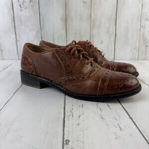 Miz Mooz Brown Monaco Leather Oxfords Lace Up Cap Toe Shoes Loafers Size 6